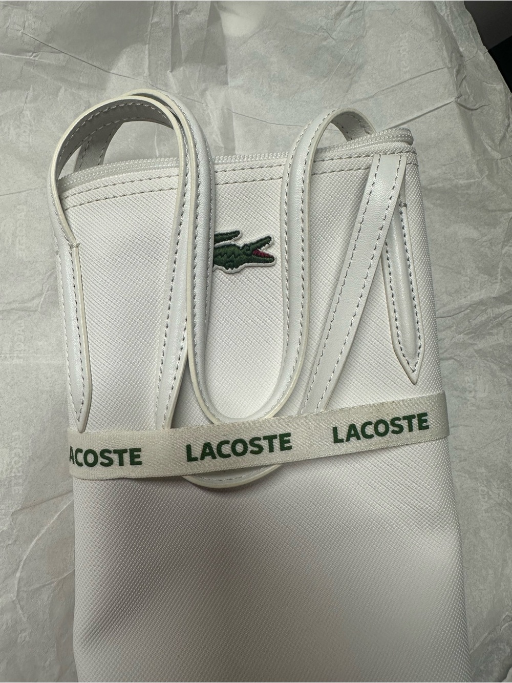 Lacoste White Tote with Green Crocodile Logo - Picture 11 of 12